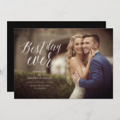 Carte De Remerciements Best Day Ever Design Script Photo Mariage moderne (Devant / Derrière)