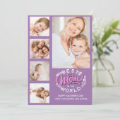 Carte De Remerciements Best Mom In the World Scrip 5 Photos Mom (Debout devant)