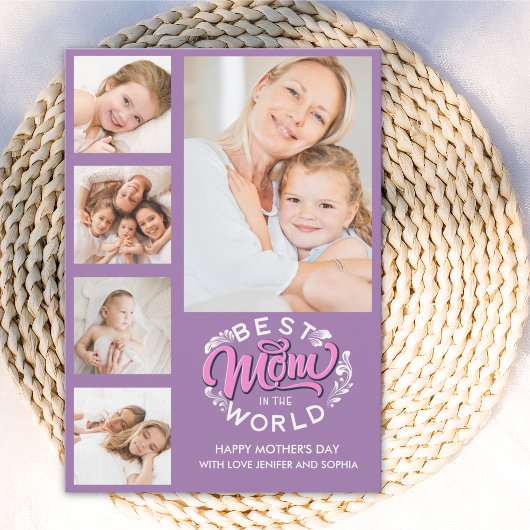Carte De Remerciements Best Mom In the World Scrip 5 Photos Mom