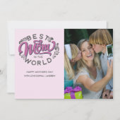 Carte De Remerciements Best Mom in the World Scrip Photo Mom (Devant)