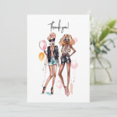 Carte De Remerciements Besties noir bouchée fille empreinte de léopard ta (Debout devant)