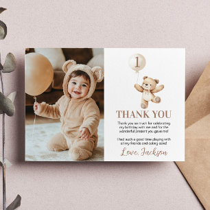 Carte De Remerciements Beurre à ballons à ours mignonne Teddy Anniversair