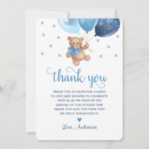 Carte De Remerciements Beurre d'ours en argent bleu beaucoup Baby shower