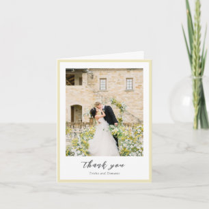 Carte De Remerciements Beurre élégant Jaune Photo Mariage moderne
