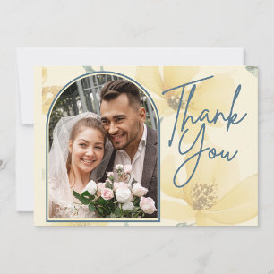Carte De Remerciements Beurre pâle Jaune Doux Bleu Mariage Floral