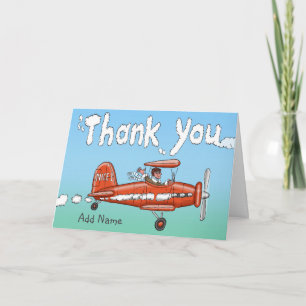Carte de remerciements Bi Plane Volant