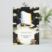 Carte De Remerciements Bibliothèque Conte de Fée Livre personnalisé Anniv (Debout devant)