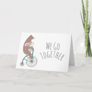 Carte De Remerciements Bicyclage personnalisé mignon ours et lapin
