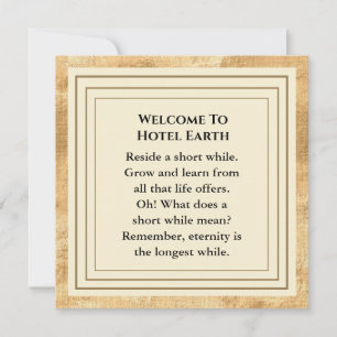 Carte De Remerciements Bienvenue À L'Hôtel Earth Flat Card
