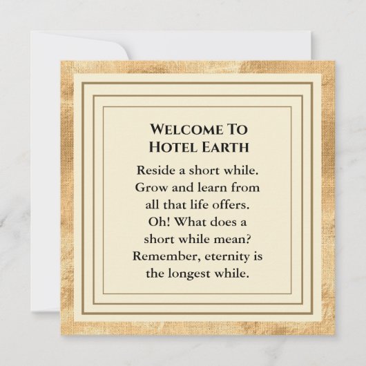 Carte De Remerciements Bienvenue À L'Hôtel Earth Flat Card (Devant)