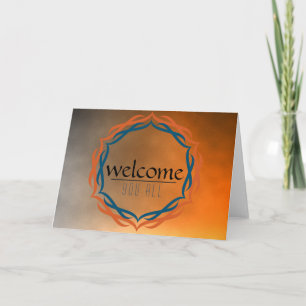 Carte De Remerciements Bienvenue Mandala Damassé Coucher de Soleil Rouge