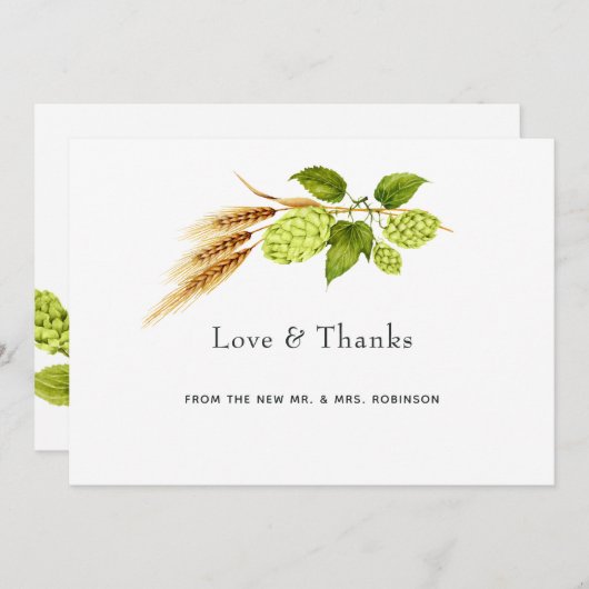 Carte De Remerciements Bière Willow Greenery Vineyard Mariage (Devant / Derrière)