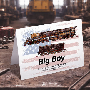 Carte De Remerciements Big Boy Train à vapeur Vintage Locomotive américai
