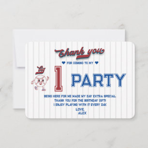 Carte De Remerciements Big One Baseball Rookie De L'Année Premier Anniver