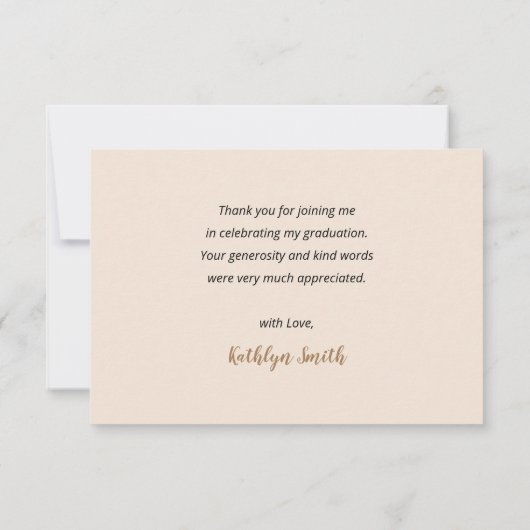 Carte De Remerciements Bige moderne Script photo Graduation (Dos)