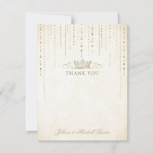 Carte De Remerciements Bijoux en or Champagne Fairytale Crown