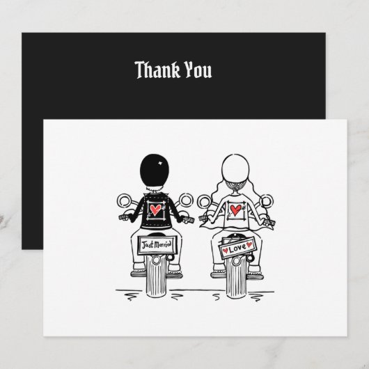 Carte De Remerciements Biker Motorcycle Wedding  (Devant / Derrière)