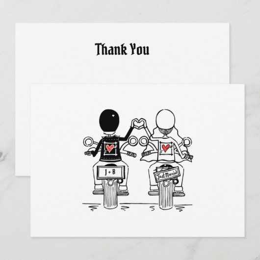 Carte De Remerciements Biker Motorcycle Wedding  (Devant / Derrière)