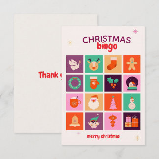 Carte De Remerciements Bingo de Noël Illustré Coloré et Amusant