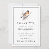 Carte De Remerciements Bird on branch thin border funeral memorial (Devant)