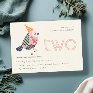 Carte De Remerciements Birdie rose pâle n'importe quel âge 2e anniversair