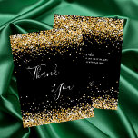 Carte De Remerciements Birthday black gold glitter thank you card<br><div class="desc">A feminine and elegant birthday thank you card. A black background color. With faux gold glitter dust. On front large hand lettered script and the text: Thank You.
Back: Personalize and add Your thank you note and name. The name is written with a modern hand lettered style script.</div>