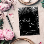 Carte De Remerciements Birthday black silver glitter elegant<br><div class="desc">A thank you card for a 50th (or any age) birthday. A black background color,  decorated with faux silver glitter. On front large white colored hand lettered script and the text: Thank You,  your text,  title and a date. 
Back: Template for Your thank you note and name.</div>