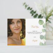 Carte De Remerciements Birthday eucalyptus greenery white gold (Debout devant)