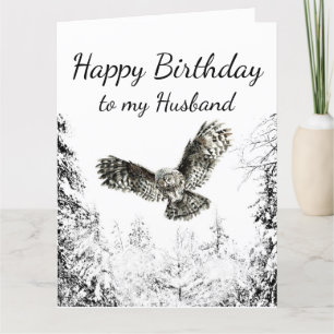 Carte De Remerciements Birthday Husband Love Striking Owl Bird Nature Art