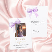 Carte De Remerciements Birthday photo bow lavender