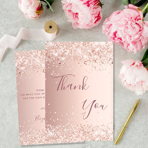 Carte De Remerciements Birthday rose gold glitter dust thank you