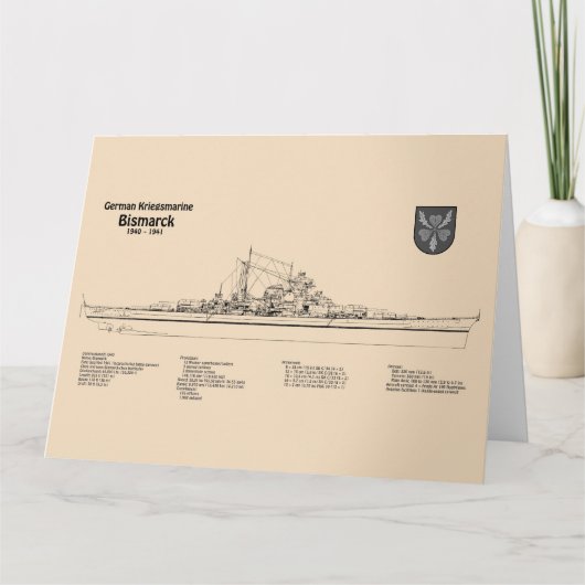 Carte De Remerciements Bismarck - Plan directeur du Bataillon SD (Devant)