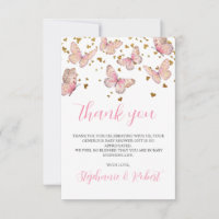 Bisous de papillon rose et or Baby Shower