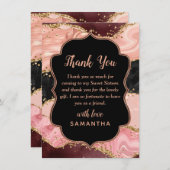 Carte De Remerciements Black and Pink Sequins Agate Sweet Seize (Devant / Derrière)