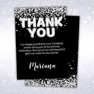 Carte de remerciements Black and Silver Party