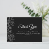 Carte De Remerciements Black and White Floral  (Debout devant)