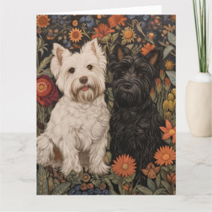 Carte De Remerciements Black and White Westie et Scottie Vintage