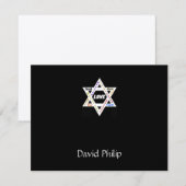 Carte de remerciements Black Bar Mitzvah (Devant / Derrière)