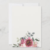 CARTE DE REMERCIEMENTS BLACK BLUSH BURGUNDY ROSE FLORAL INVITE (Dos)