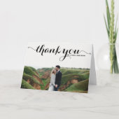 Carte De Remerciements Black Bold Calligraphie Mariage photo moderne (Devant)