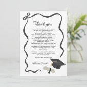 Carte De Remerciements Black Bow Photo Graduation (Debout devant)