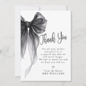 Carte De Remerciements Black Bow She's Tying the Knot (Devant)