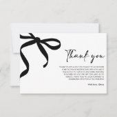Carte De Remerciements Black Bow She's Tying the Knot Fête des mariées (Devant)
