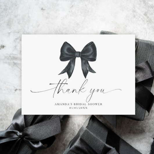 Carte De Remerciements Black Bow Thank you Bridal shower 