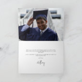 Carte De Remerciements Black Elegant Script Graduation Photo + Message (Intérieur)