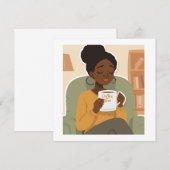 Carte De Remerciements Black Female Drinking Coffee (Devant / Derrière)