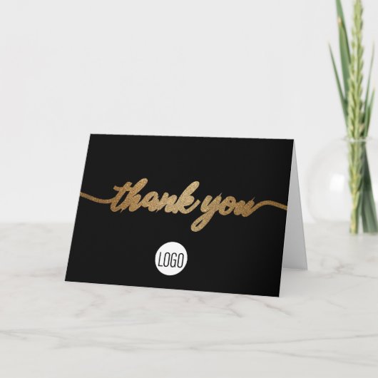 Carte De Remerciements Black Gold business customer appreciation Custom (Devant)