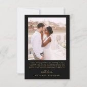 Carte De Remerciements Black Gold Cinq photo Collage Mariage de script (Dos)