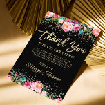 Carte De Remerciements Black Gold Floral Surprise Retraite Party<br><div class="desc">Black Gold Floral Surprise Retraite Party Carte de remerciements</div>