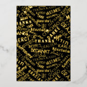 Carte de remerciements Black Gold Foil Word multil (Recto)